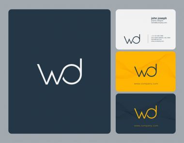 Ortak Wd harf Logo, kartvizit şablonu, vektör
