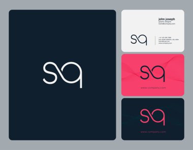 Ortak Sq harf Logo, kartvizit şablonu, vektör