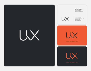 Ortak Ux harf Logo, kartvizit şablonu, vektör