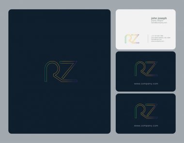 Ortak Rz harf Logo, kartvizit şablonu, vektör