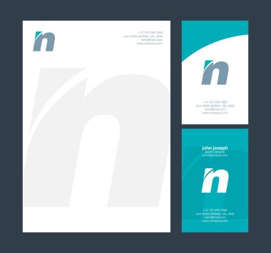 N harfi Logo, kartvizit şablonu, vektör