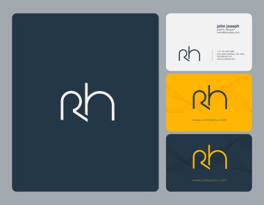 RH harf Logo, kartvizit şablonu, vektör ortak