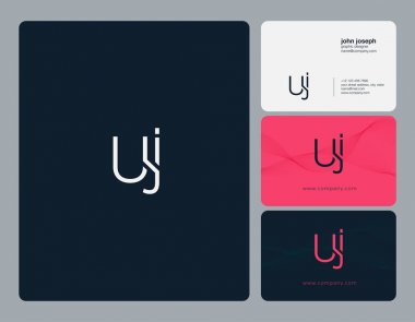 Ortak Uj harf Logo, kartvizit şablonu, vektör