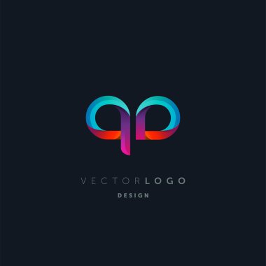 Degrade Qd harf Logo, kartvizit şablonu, vektör