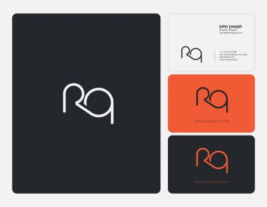 Ortak Rq harf Logo, kartvizit şablonu, vektör