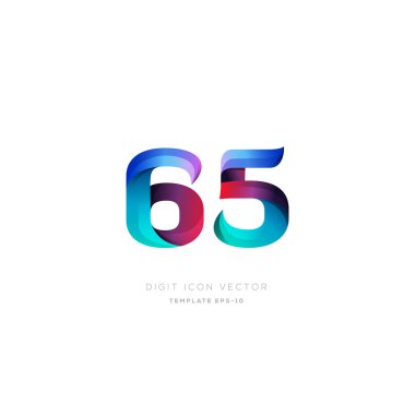 3D basamak 65 numara logo simge, geometrik kurumsal kimlik, vektör çizim