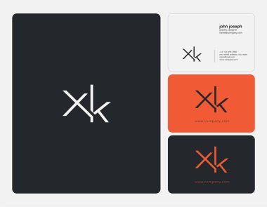 Ortak Xk harf Logo, kartvizit şablonu, vektör