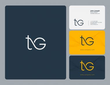 Ortak Tg harf Logo, kartvizit şablonu, vektör