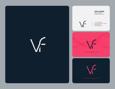 Ortak Vf harf Logo, kartvizit şablonu, vektör