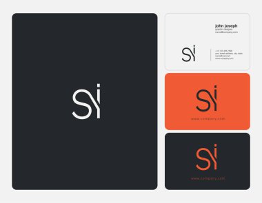 Ortak Si harf Logo, kartvizit şablonu, vektör