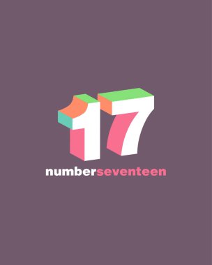 basamaklı sayı 17 logo simge, geometrik kurumsal kimlik, vektör çizim