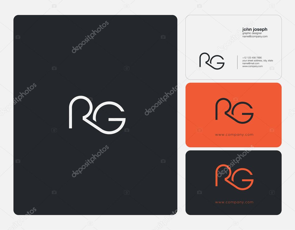 Joint Rg Letters Logo, Business Card Template, Vector