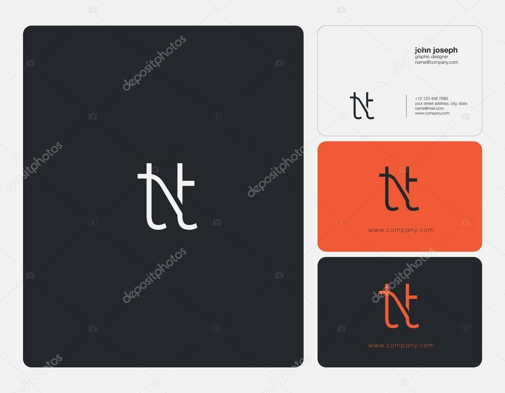 Joint Tt Letters Logo, Business Card Template, Vector