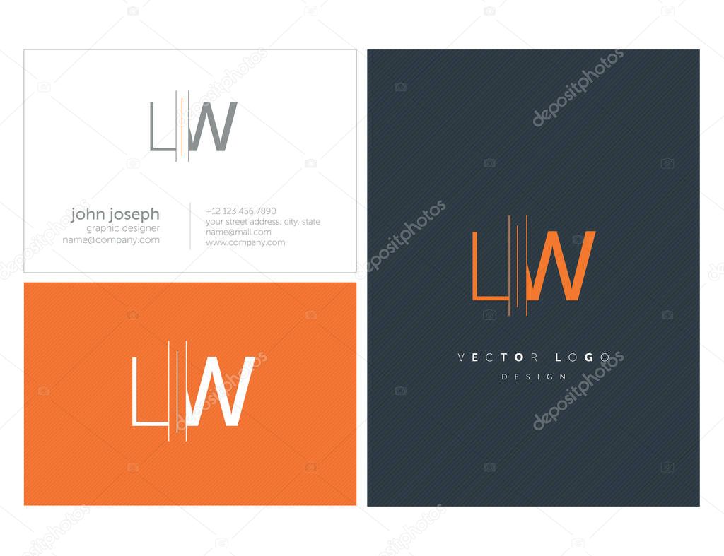 Joint Lw Letters Logo, Business Card Template, Vector
