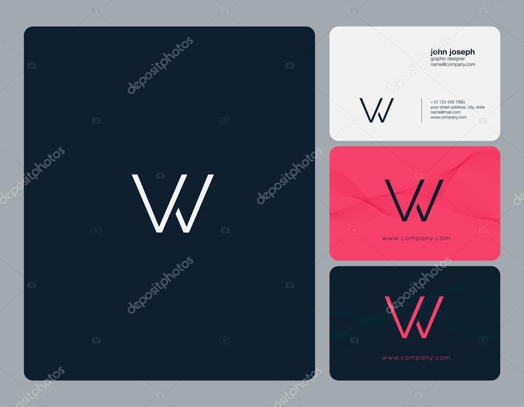 Joint Vv Letters Logo, Business Card Template, Vector