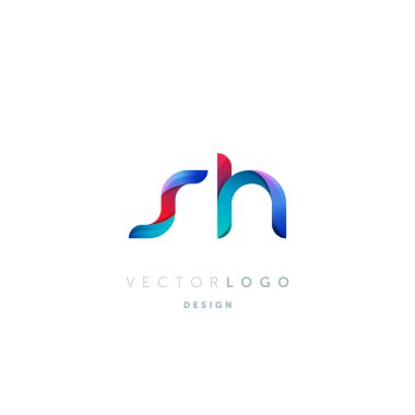 Mektupları degrade sh Logo, kartvizit şablonu, vektör