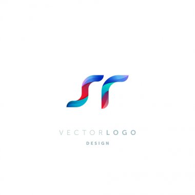 Degrade harfler sr Logo, kartvizit şablonu, vektör