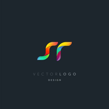 Degrade harfler sr Logo, kartvizit şablonu, vektör