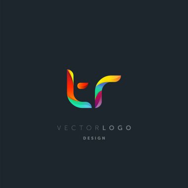 Gradient Letters  tr Logo, Business Card Template, Vector clipart