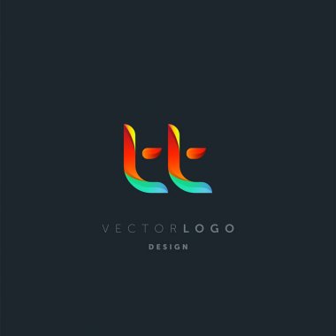 Degrade harfler tt Logo, kartvizit şablonu, vektör