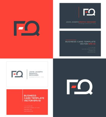FQ harf Logo, kartvizit şablonu, vektör
