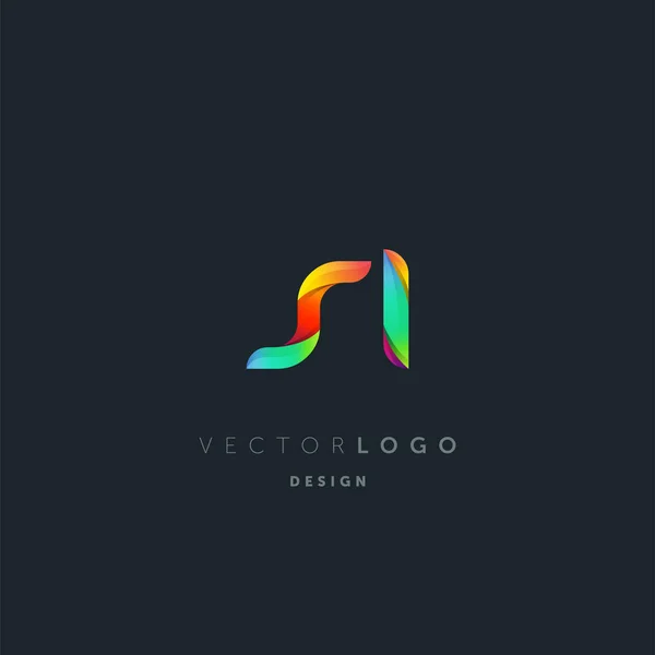 Cartas Graduais Logo Modelo Cartão Visita Vector — Vetor de Stock