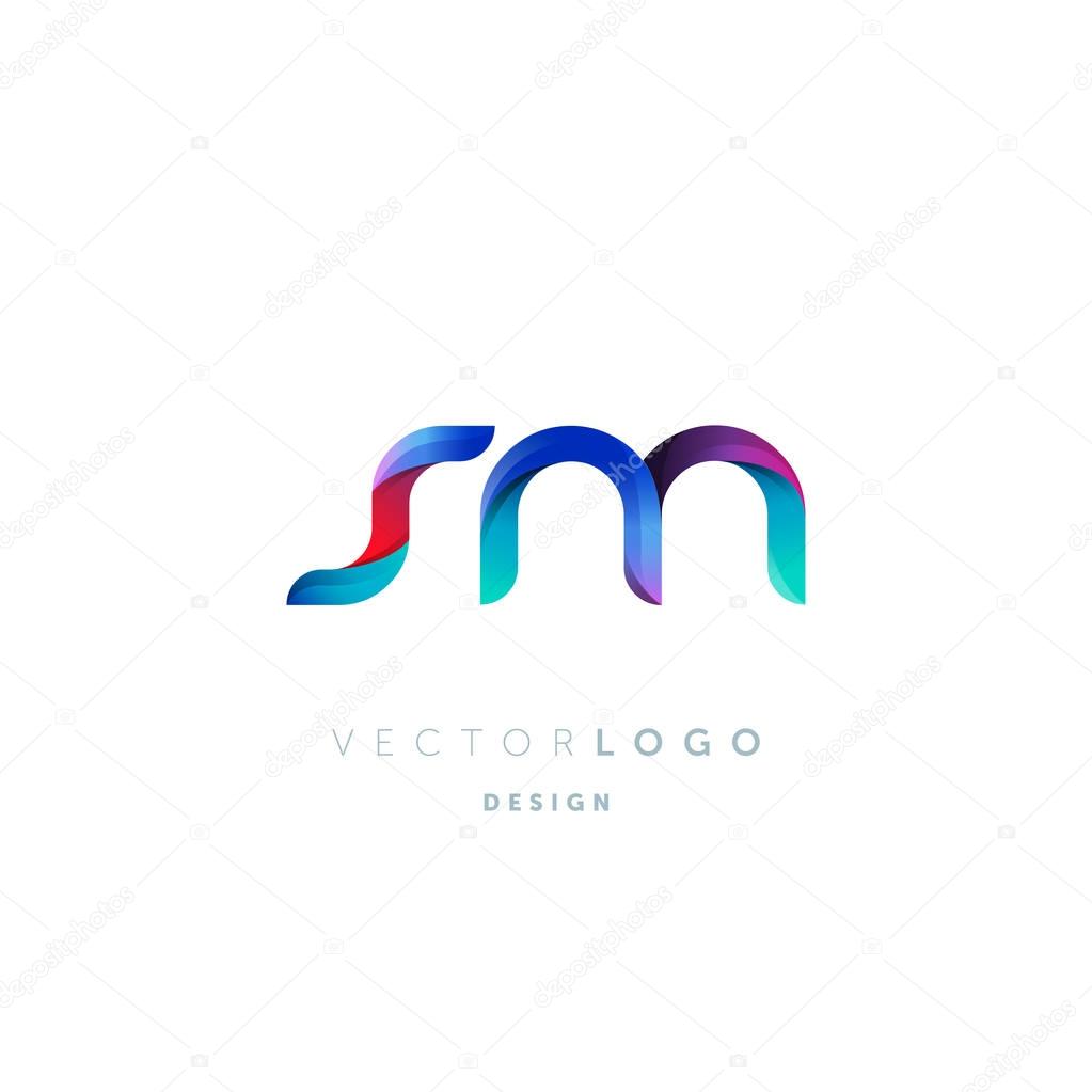 Gradient Letters sm  Logo, Business Card Template, Vector