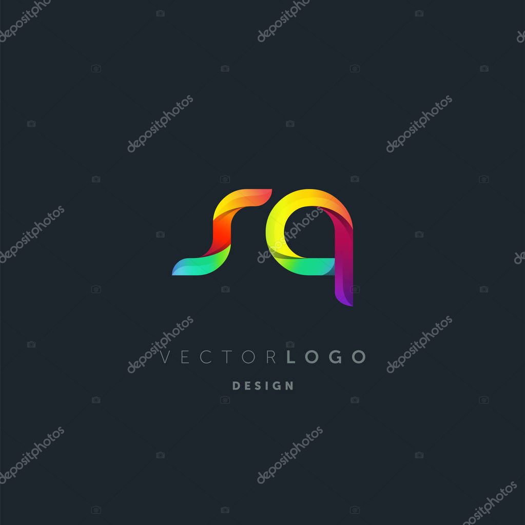 Gradient Letters sq  Logo, Business Card Template, Vector