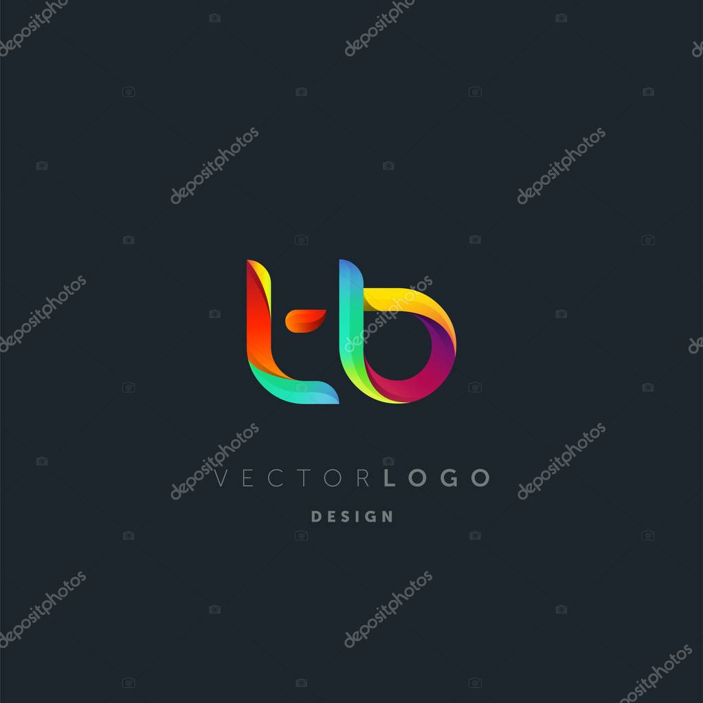Gradient Letters tb  Logo, Business Card Template, Vector