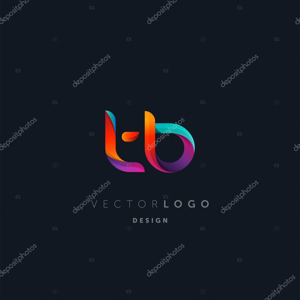Gradient Letters tb  Logo, Business Card Template, Vector