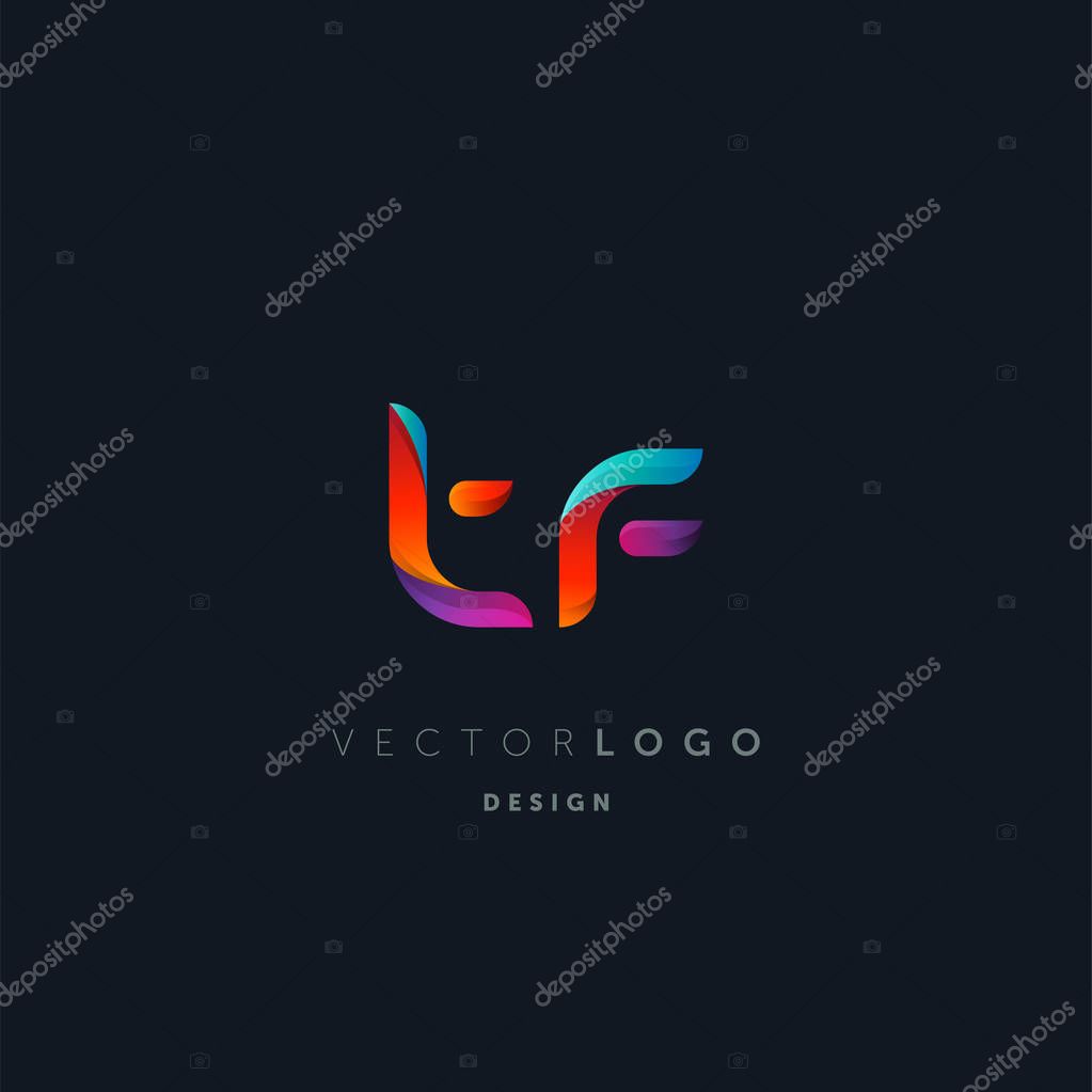 Gradient Letters tf  Logo, Business Card Template, Vector