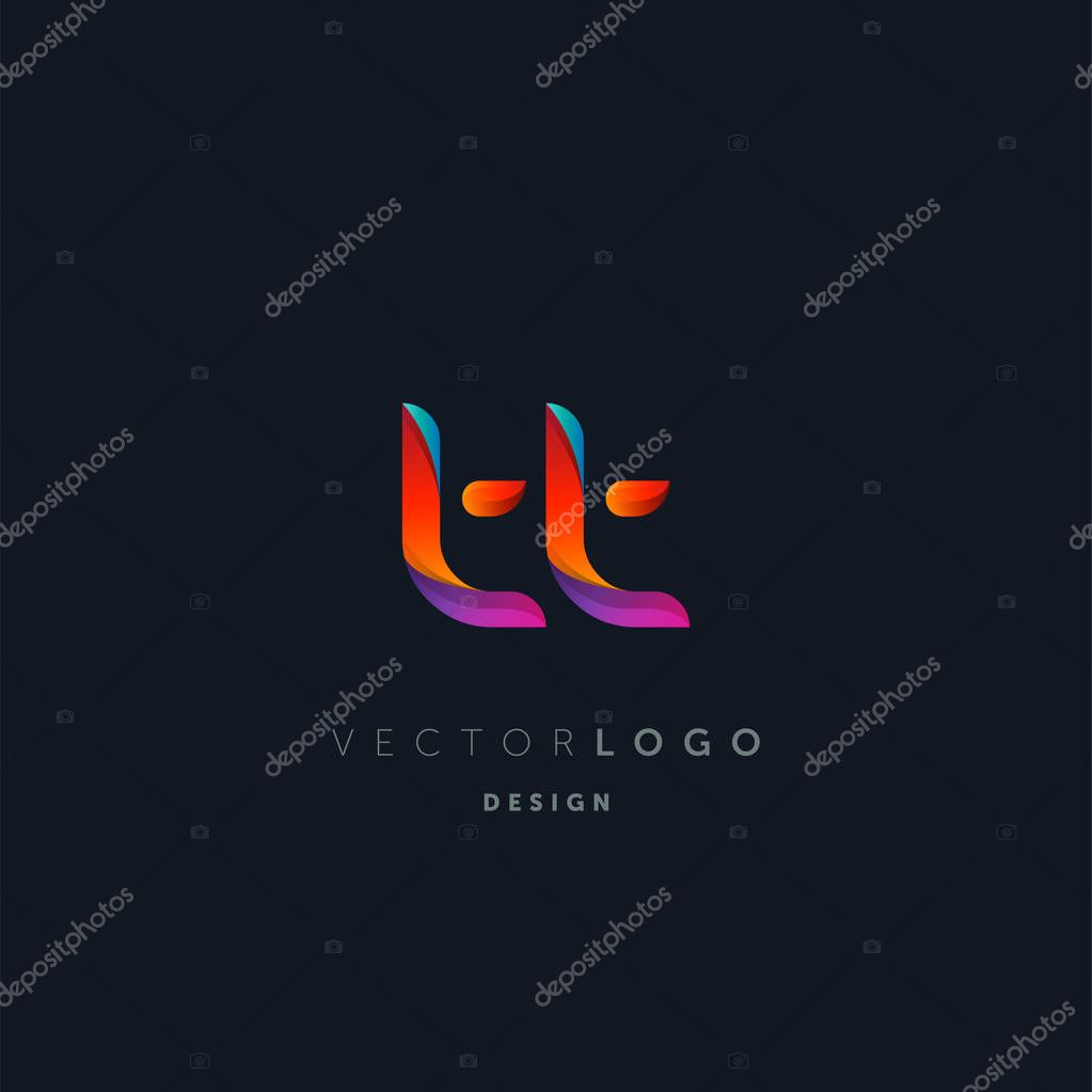 Gradient Letters tt  Logo, Business Card Template, Vector