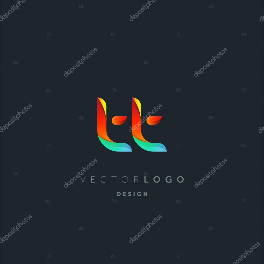 Gradient Letters tt  Logo, Business Card Template, Vector