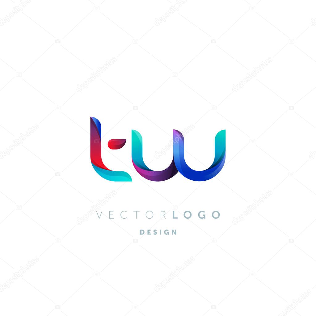 Gradient Letters Tw  Logo, Business Card Template, Vector
