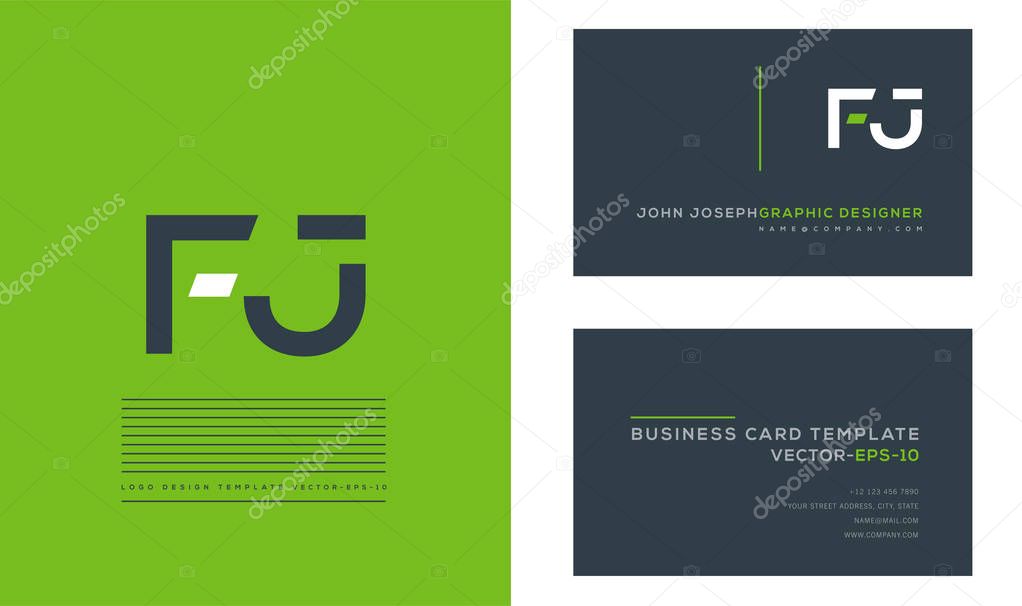 FJ Letters Logo, Business Cards Template, Vector