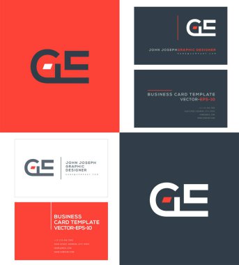 Ge harf Logo, kartvizit şablonu, vektör