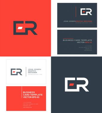 Er harf Logo, kartvizit şablonu, vektör
