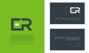 Er harf Logo, kartvizit şablonu, vektör