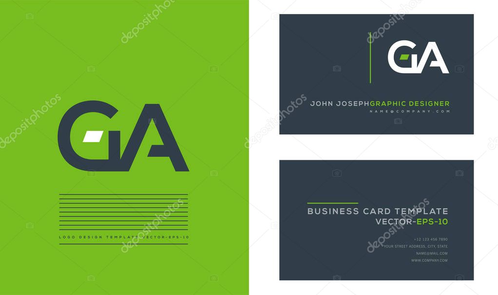 GA Letters Logo, Business Cards Template, Vector