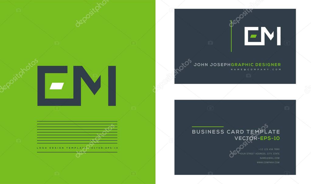 EM Letters Logo, Business Cards Template, Vector