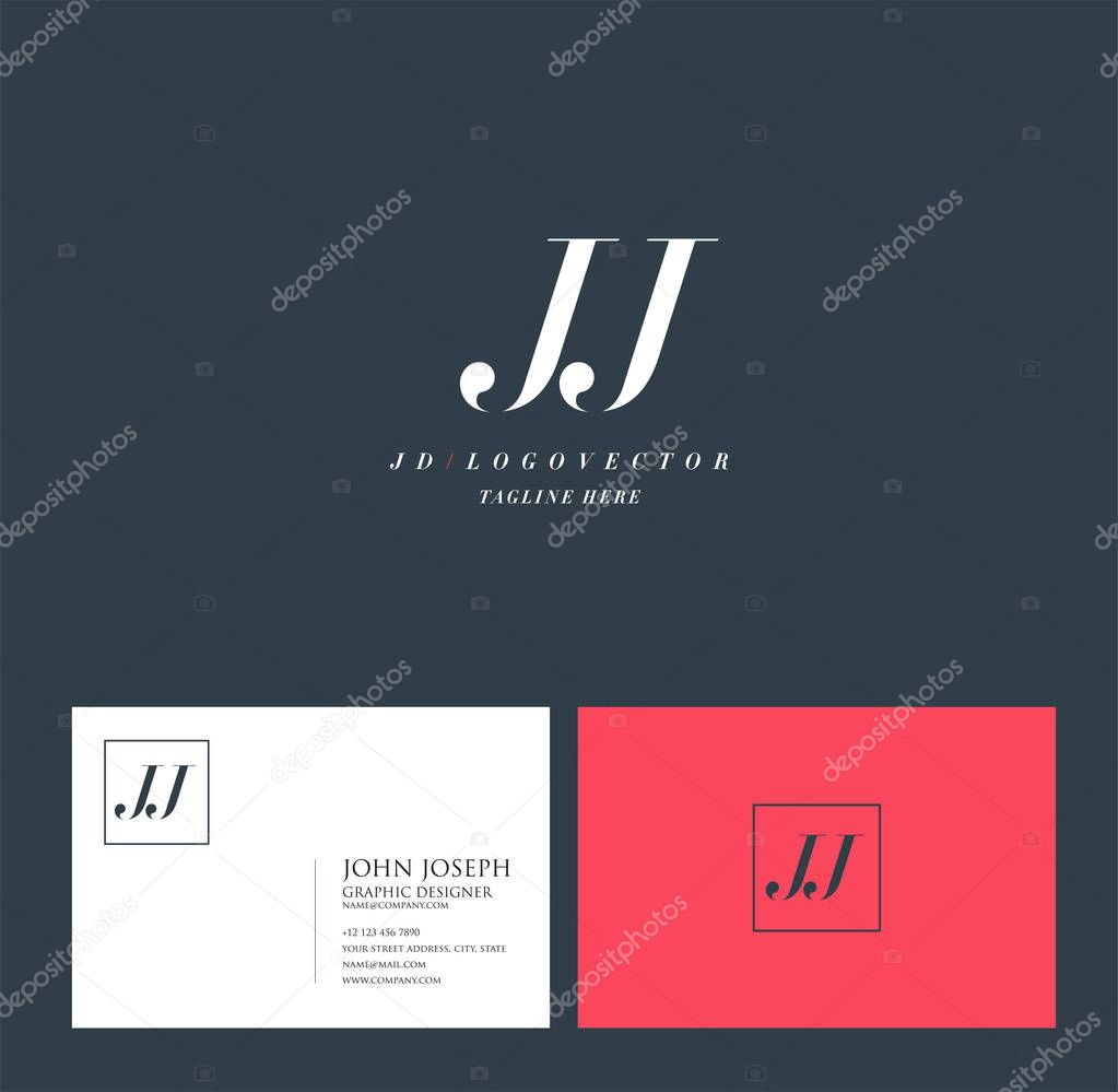 Joint Jj Letters Logo, Business Card Template, Vector