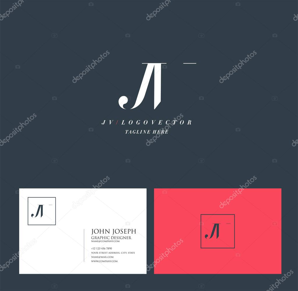 Joint Jv Letters Logo, Business Card Template, Vector