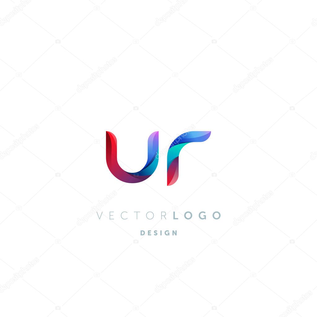 Gradient Ur Letters Logo, Business Card Template, Vector