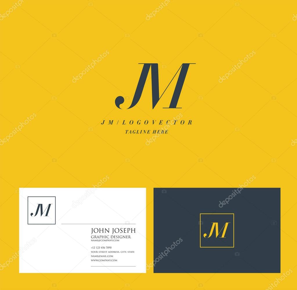 Joint Jm Letters Logo, Business Card Template, Vector