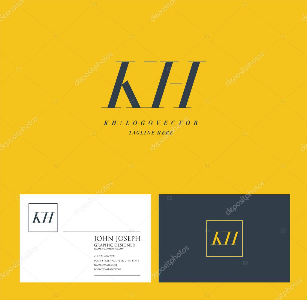 Joint Kh Letters Logo, Business Card Template, Vector