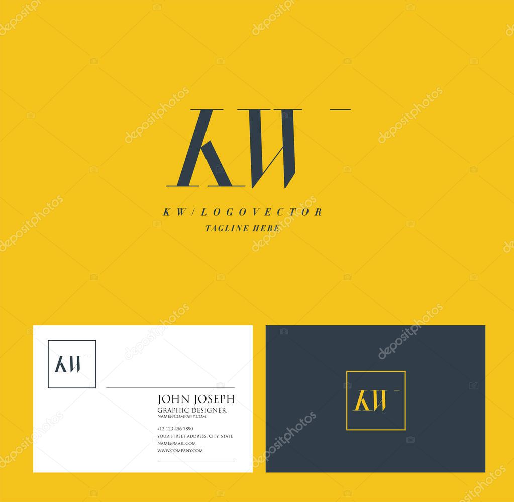 Joint Kw Letters Logo, Business Card Template, Vector
