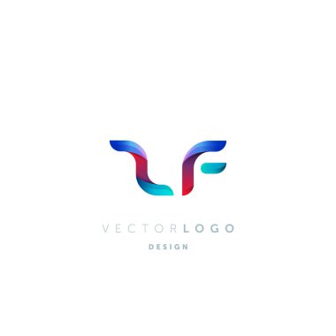 Degrade Zf harf Logo, kartvizit şablonu, vektör