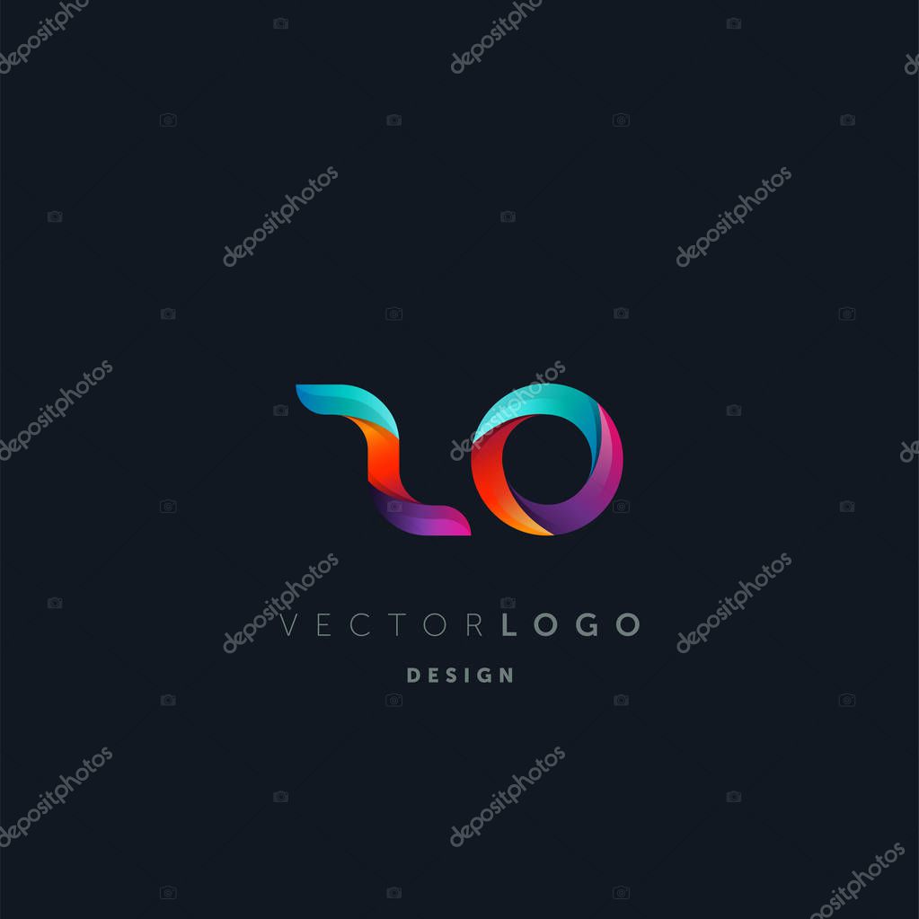 Gradient Zo Letters Logo, Business Card Template, Vector