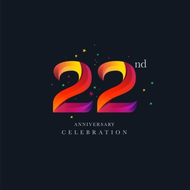 22 yıl dönümü Logo tasarımı, 22 numara simge vektör şablonu