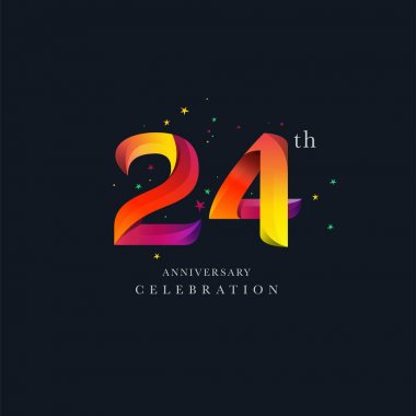 24 yıldönümü Logo tasarımı, 24 numara simge vektör şablonu